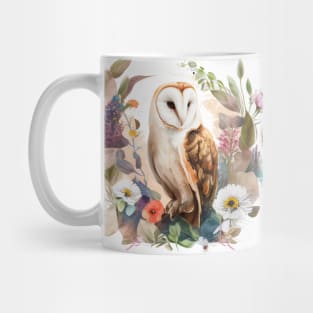 Barn Owl Floral Mug